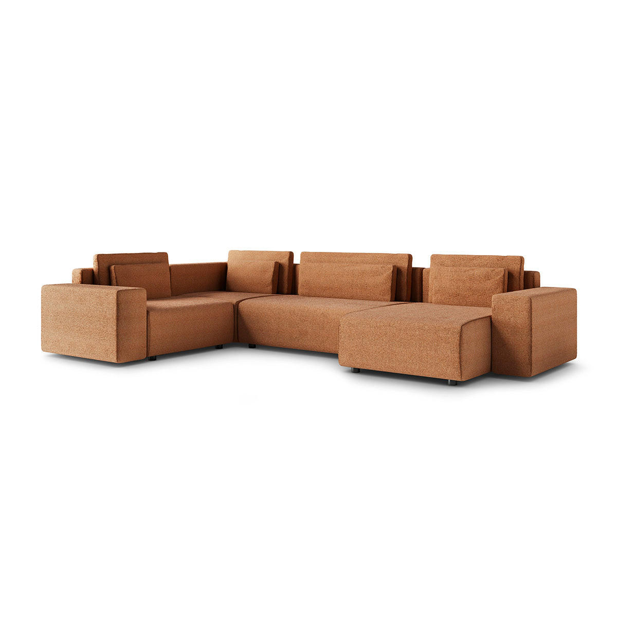 PANORAMASOFA Lorenzo 5 Sitzplätze Orange - Orange, Holz (378/85/236cm) - Petits-meubles