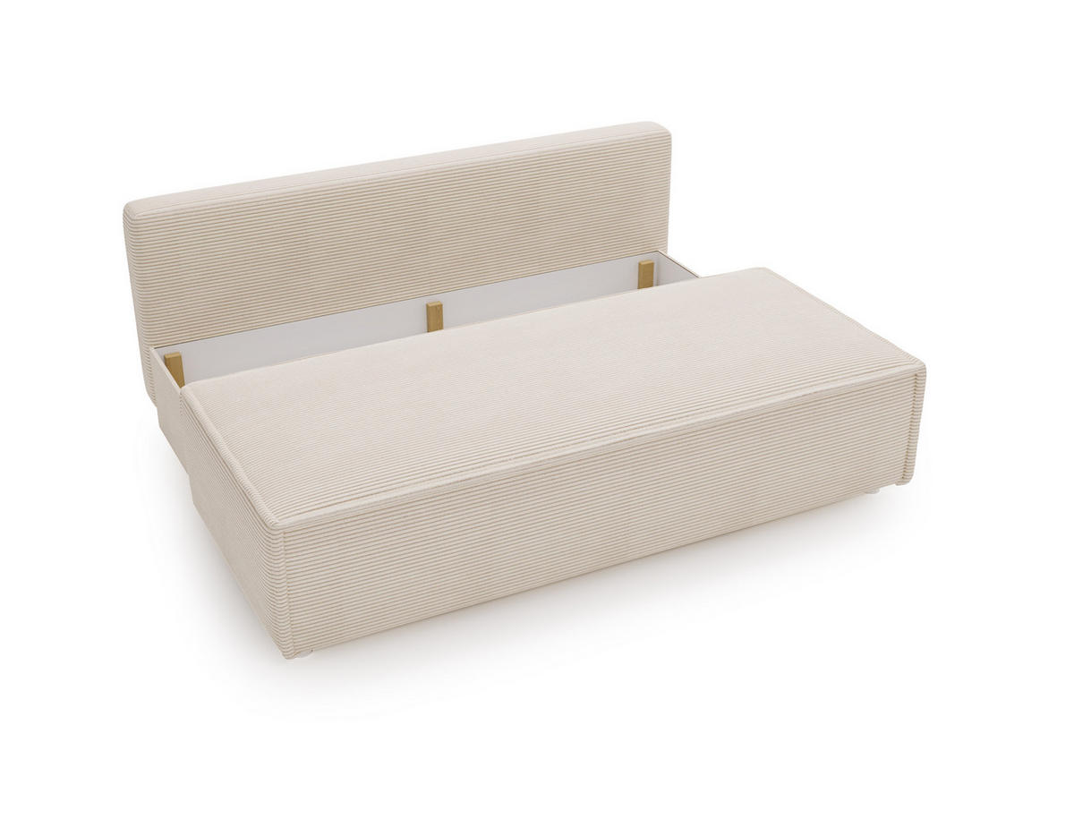 SCHLAFSOFA Mit Bettkasten DUO Poso Stoff Hellbeige - Ecru, Holz (198/89/90cm) - Kaiser Möbel