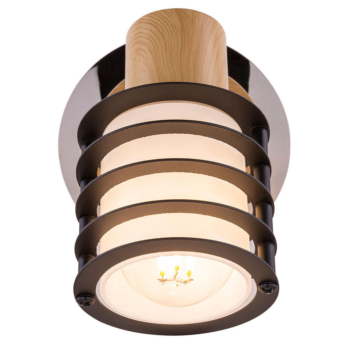 WANDLEUCHTE VICI Holzoptik Braun - Braun, Holz (10/12/14.7cm) - Globo Lighting