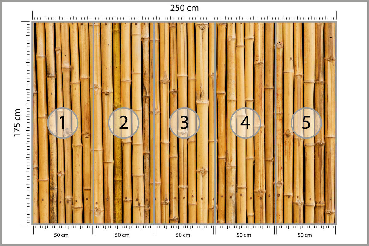 FOTOTAPETA Pre Kuchyňu Bambusová Imitácia Hnedá Stena Rustikálna 250 x 175 cm - oranžová/hnedá, papier (250/175cm) - Muralo