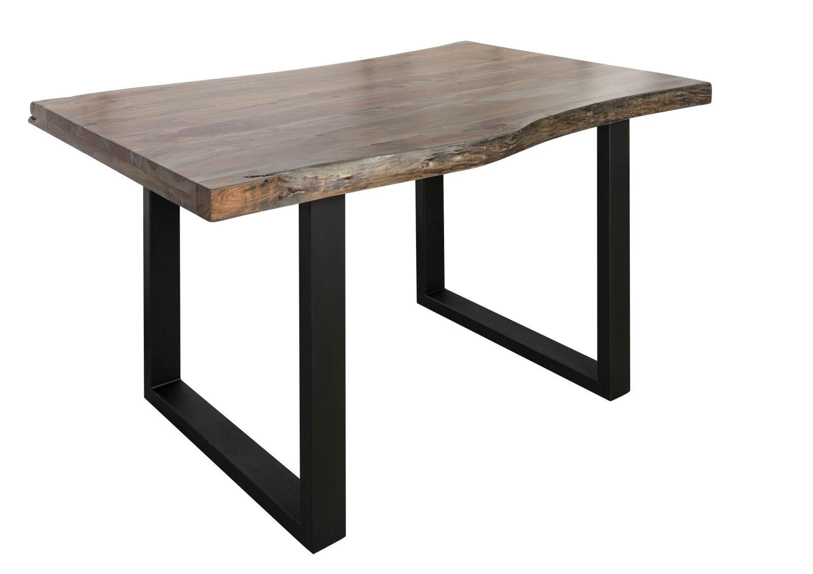BAUMTISCH Akazie 140x90x77 grau lackiert / U-Beine anthrazit matt FREEFORM 5 - Anthrazit/Grau, Holz (140/90/77cm) - Massivmoebel24