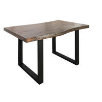 BAUMTISCH Akazie 140x90x77 grau lackiert / U-Beine anthrazit matt FREEFORM 5 - Anthrazit/Grau, Holz (140/90/77cm) - Massivmoebel24