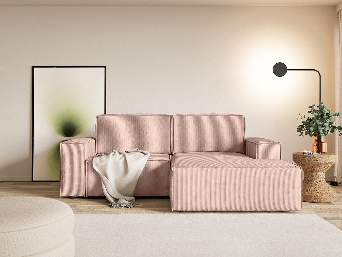 ECKSOFA KOKKO MINI mit Schlaffunktion, Rose - Pink, Textil (240/167cm) - Fedve
