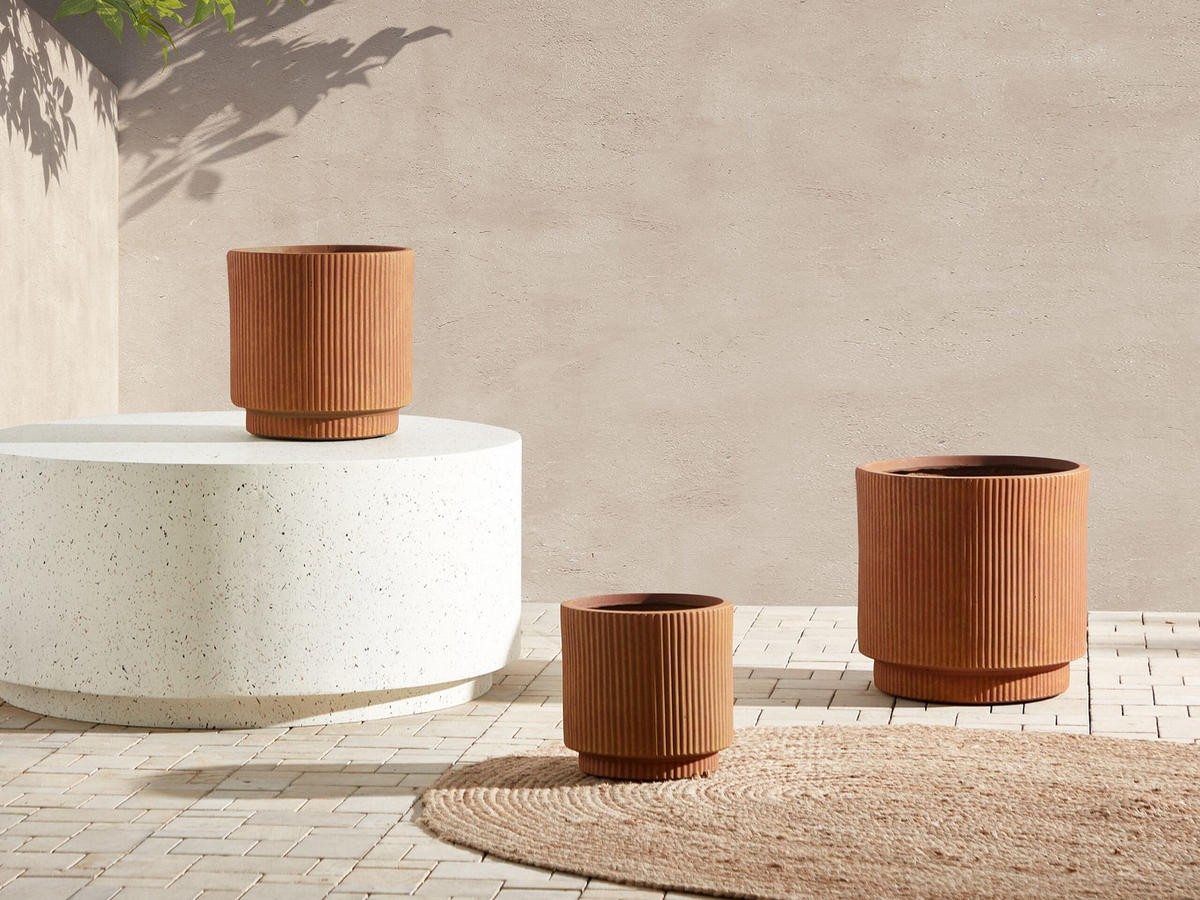 BLUMENTOPF goldbraun rund 24/24/24 cm Daria - Braun, Naturmaterialen (24cm) - Beliani