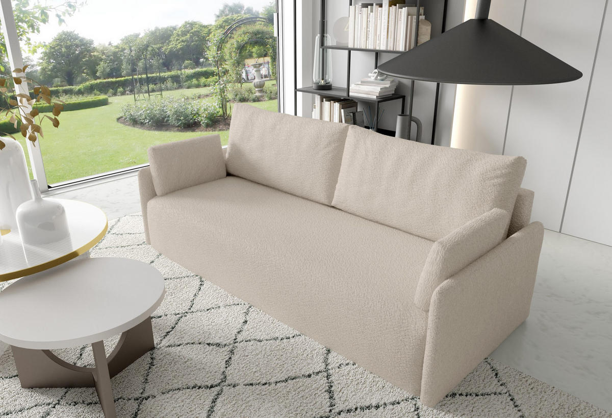 SOFA aus Bouclé-Stoff Femmo 4 Sitzer, Hellbeige - Beige, Textil (86/91/205cm) - Fedve
