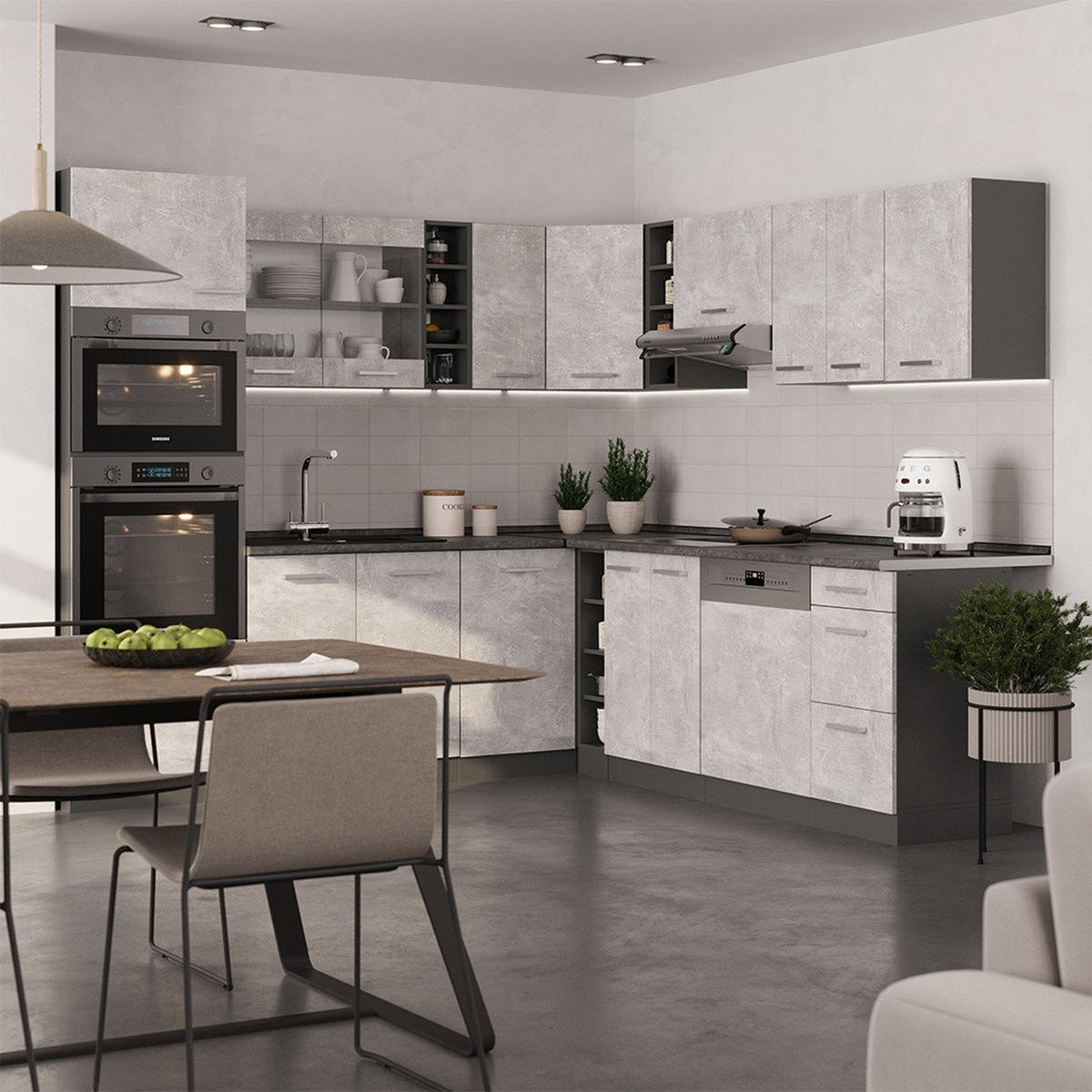 Anthrazit/Grau, Holzwerkstoff (247/81.6/60cm) - Vicco