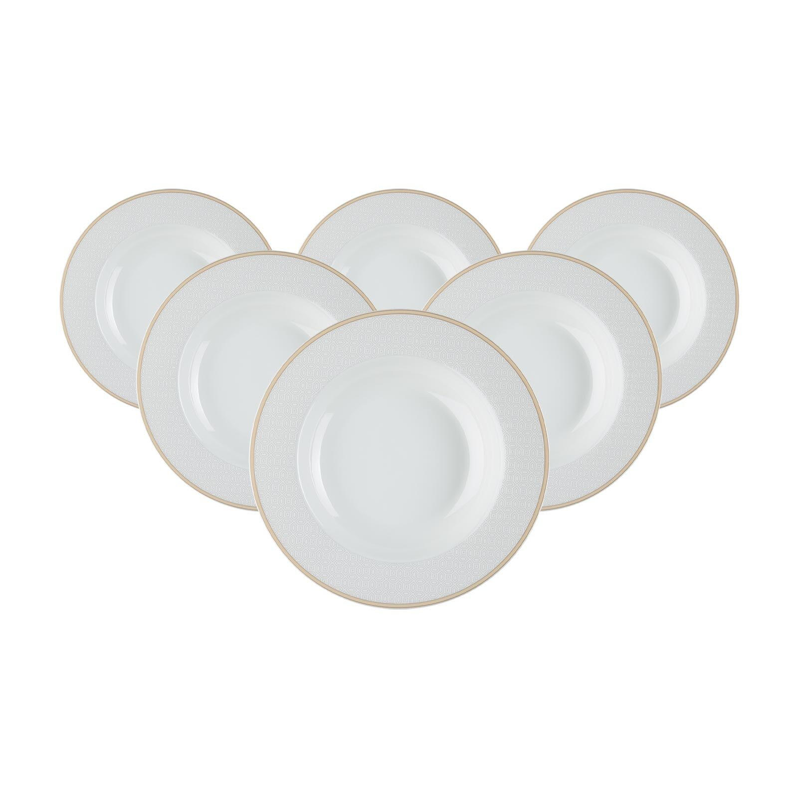SUPPENTELLER Geo beige ø 21,5 cm 6er Set - Beige, Keramik (21.5cm) - Ritzenhoff Breker