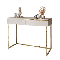 SCHMINKTISCH AURORA GOLD KASCHMIR Schminktisch auf einem goldenen Gestell ohne Spiegel - Kaschmir, Holzwerkstoff (44/102/79cm) - Lookway