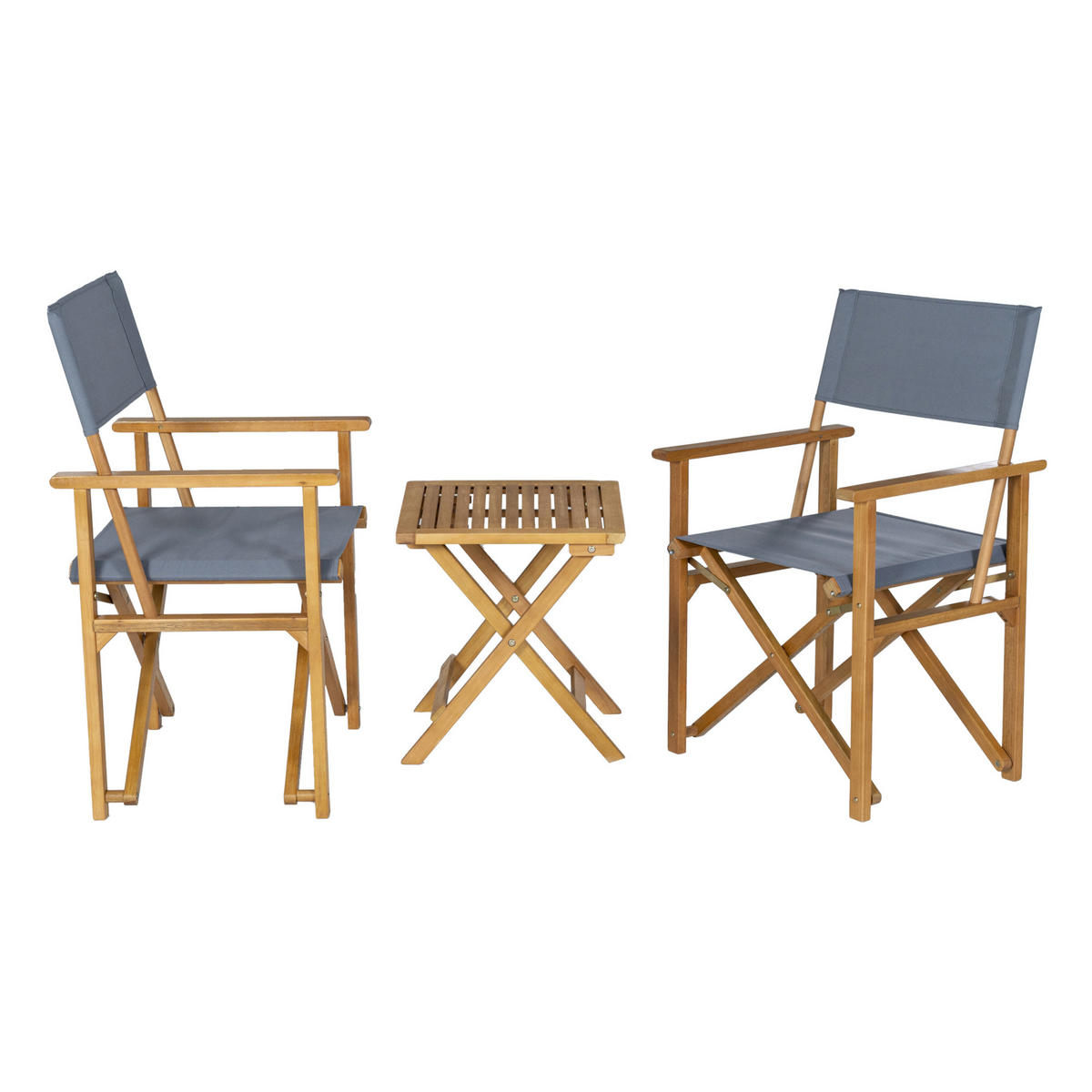 BISTRO-SET 3 TLG. Capistrello - Naturfarben/Grau, Holz/Textil - casa.pro