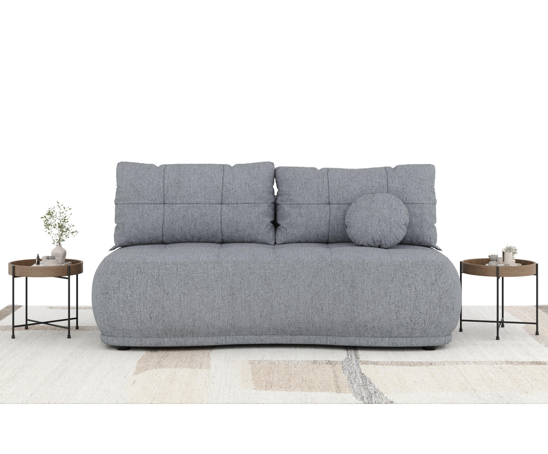 Thumbnail - Maison de Reve Schlafsofa, Grau, Textil, 3-Sitzer, Füllung: Schaumstoff, L-Form, Rundrohr, 206x95x105 cm, Oeko-Tex® Stan...