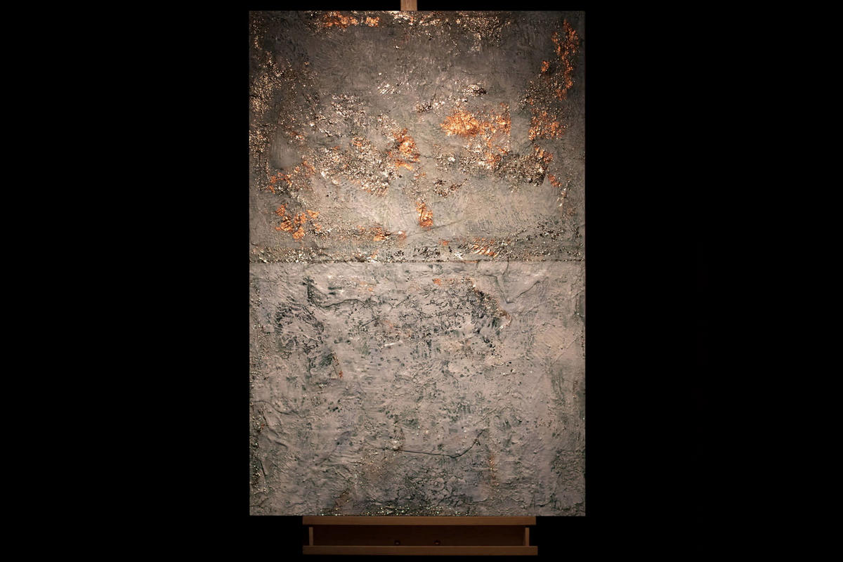 ACRYLBILD HANDGEMALT 80/120 cm - Grau, Holz/Textil (3.04/120cm) - KUNSTLOFT
