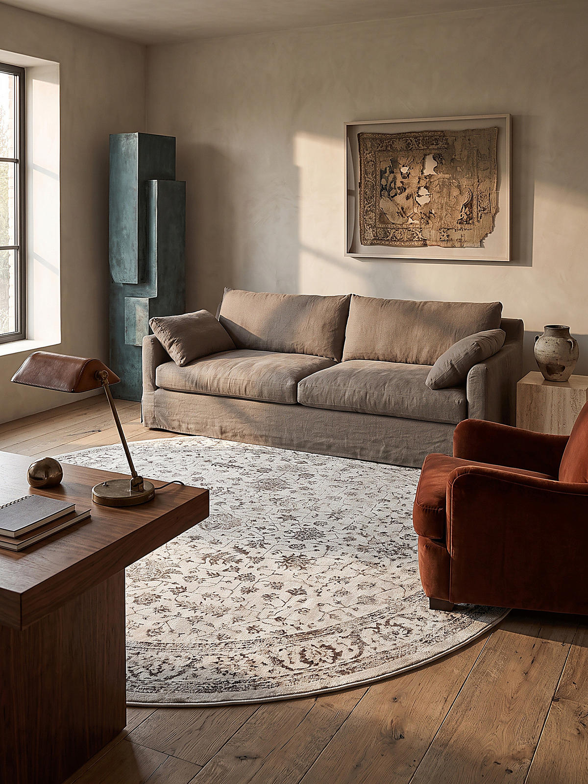 RUNDTEPPICH Orientalisch KAVALA Polyester Creme 200 x 200 cm - Beige, Textil (200/200cm) - KADIMA DESIGN