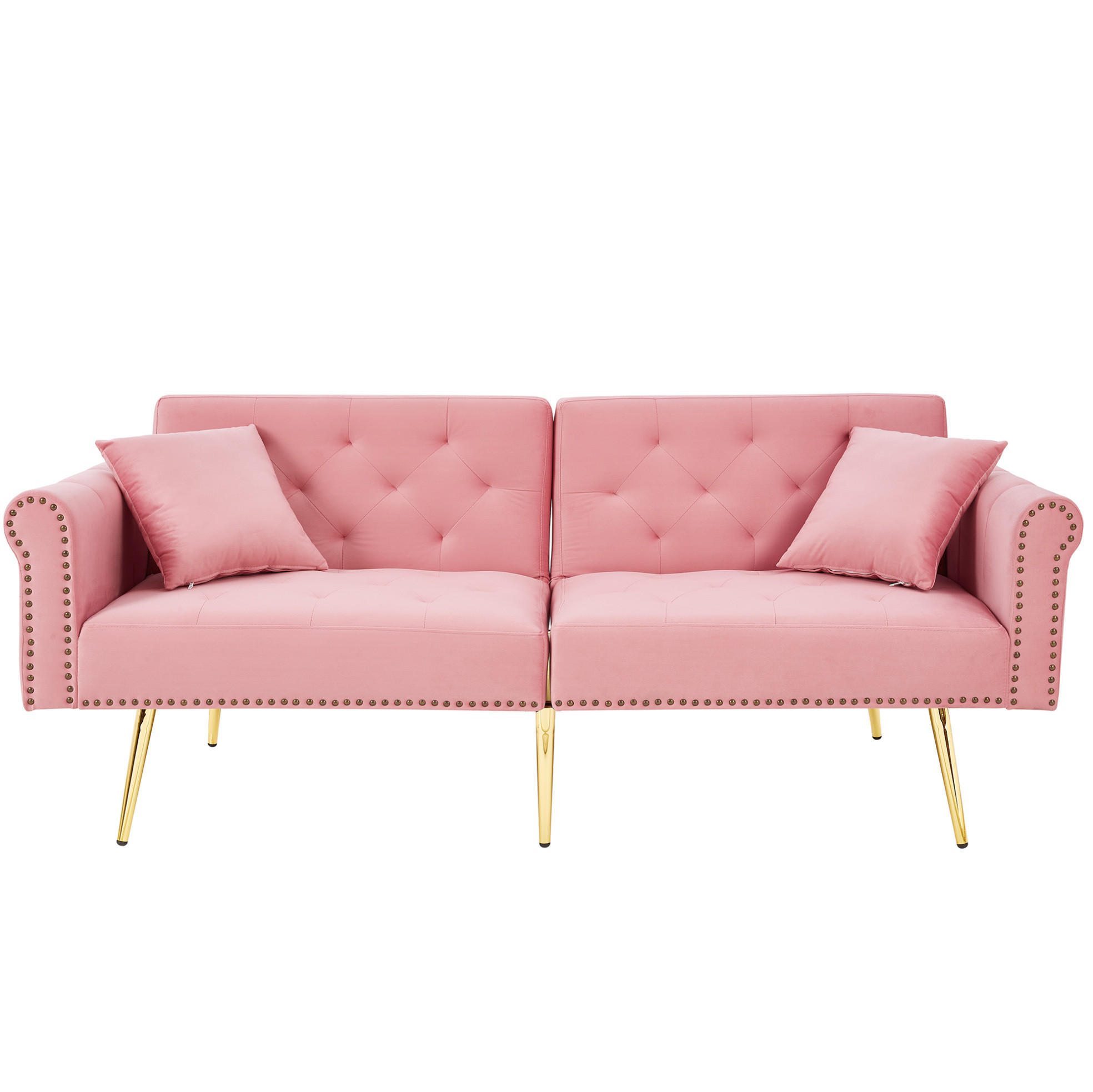 SCHLAFSOFA aus Samt 147x85 cm Pink mit 3-stufig verstellbarer Rückenlehne und 2 Kissen - Rosa, Kunststoff (75/70/173cm) - Modfu
