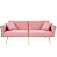 SCHLAFSOFA aus Samt 147x85 cm Pink mit 3-stufig verstellbarer Rückenlehne und 2 Kissen - Rosa, Kunststoff (75/70/173cm) - Modfu