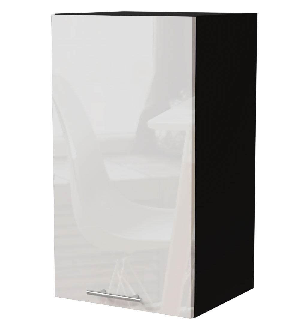 KÜCHENHÄNGESCHRANK Essen W2/40 Weiß Hochglanz / Schwarz Matt 40 / 32,5 / 72cm - Weiß Hochglanz/Schwarz, Holz/Holzwerkstoff (40/72/32.5cm) - Feldmann-Wohnen