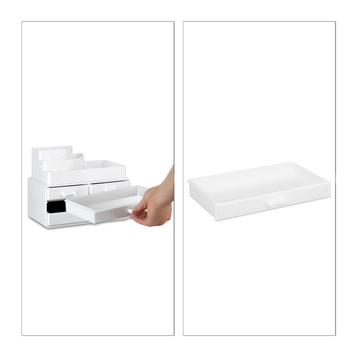 MAKEUP Organizer - Weiß, Kunststoff (23.5/19/14cm) - Relaxdays