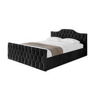 POLSTERBETT mit Bettkasten, Fußteil und Lattenrost, Boxbett mit Matratze H3/H4 - FALIO-Z-V1 200x200 Schwarz - Schwarz, Holzwerkstoff/Textil (200/200cm) - ALTDECOR