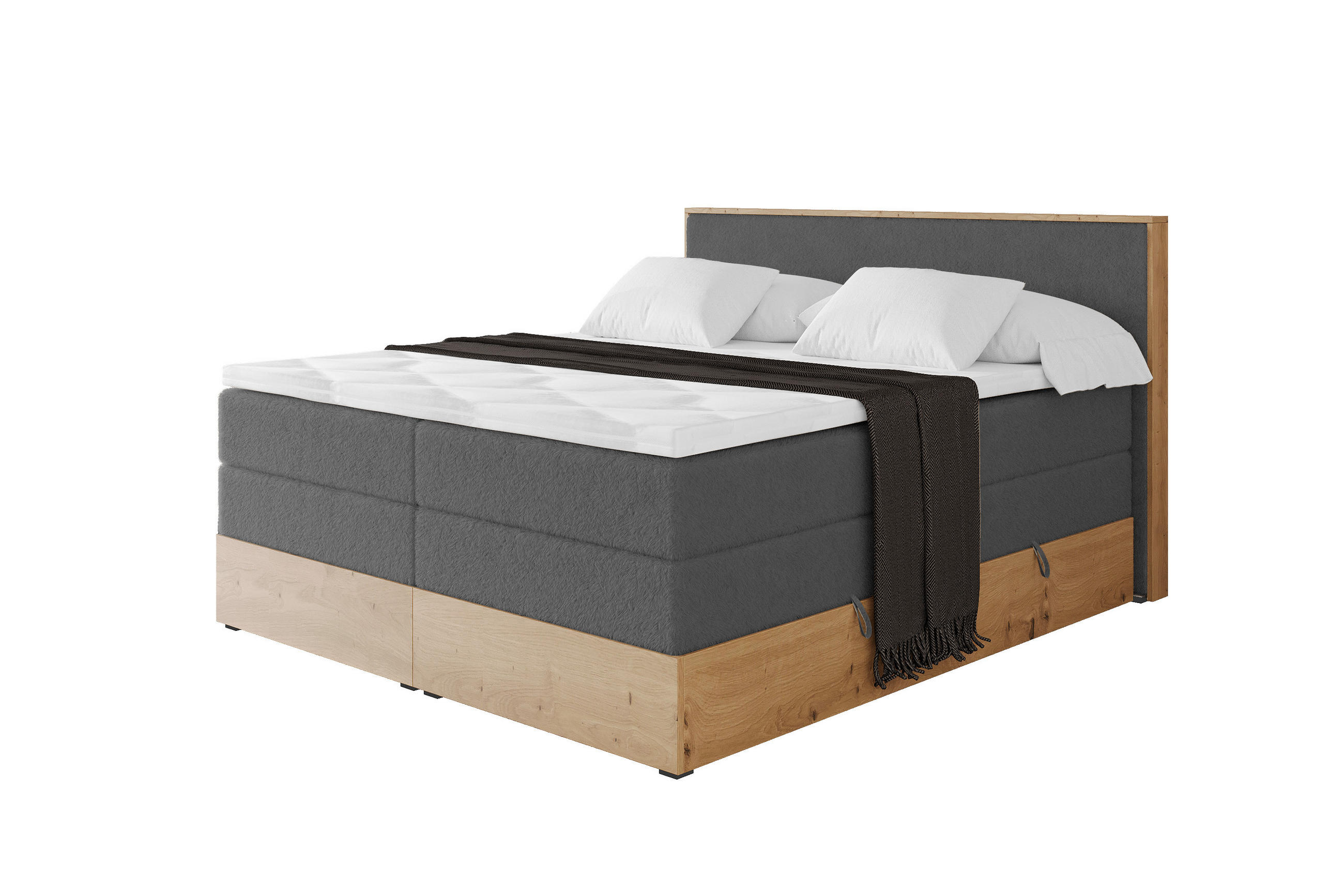 BOXSPRINGBETT LOLLI9 -KING 160x200 - H3/H4 Dunkelgrau - Graphitfarben, Holzwerkstoff (160/200cm) - ALTDECOR