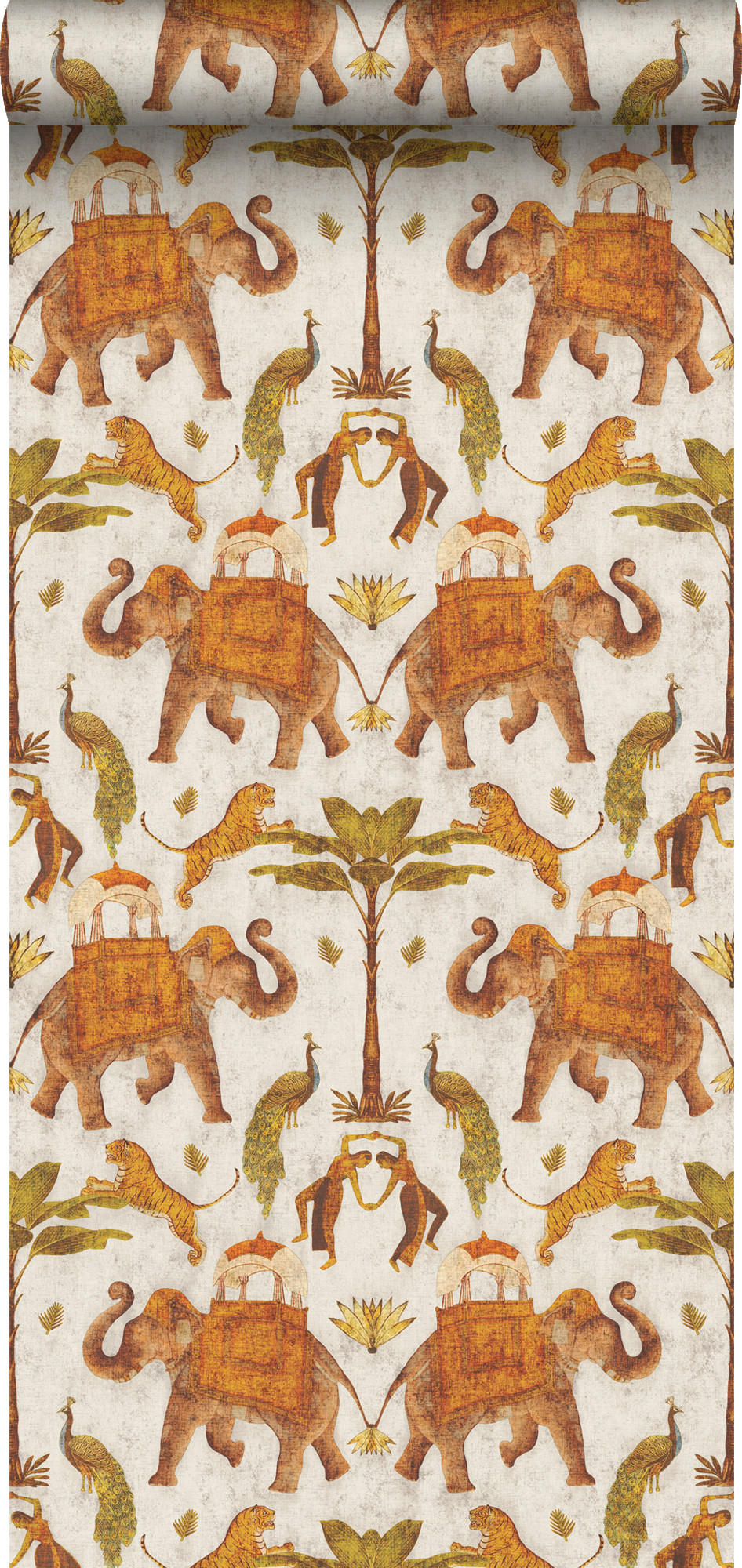 TAPETE Elefanten 53 cm x 10 m - Beige, Papier (53/1000cm) - Sanders & Sanders