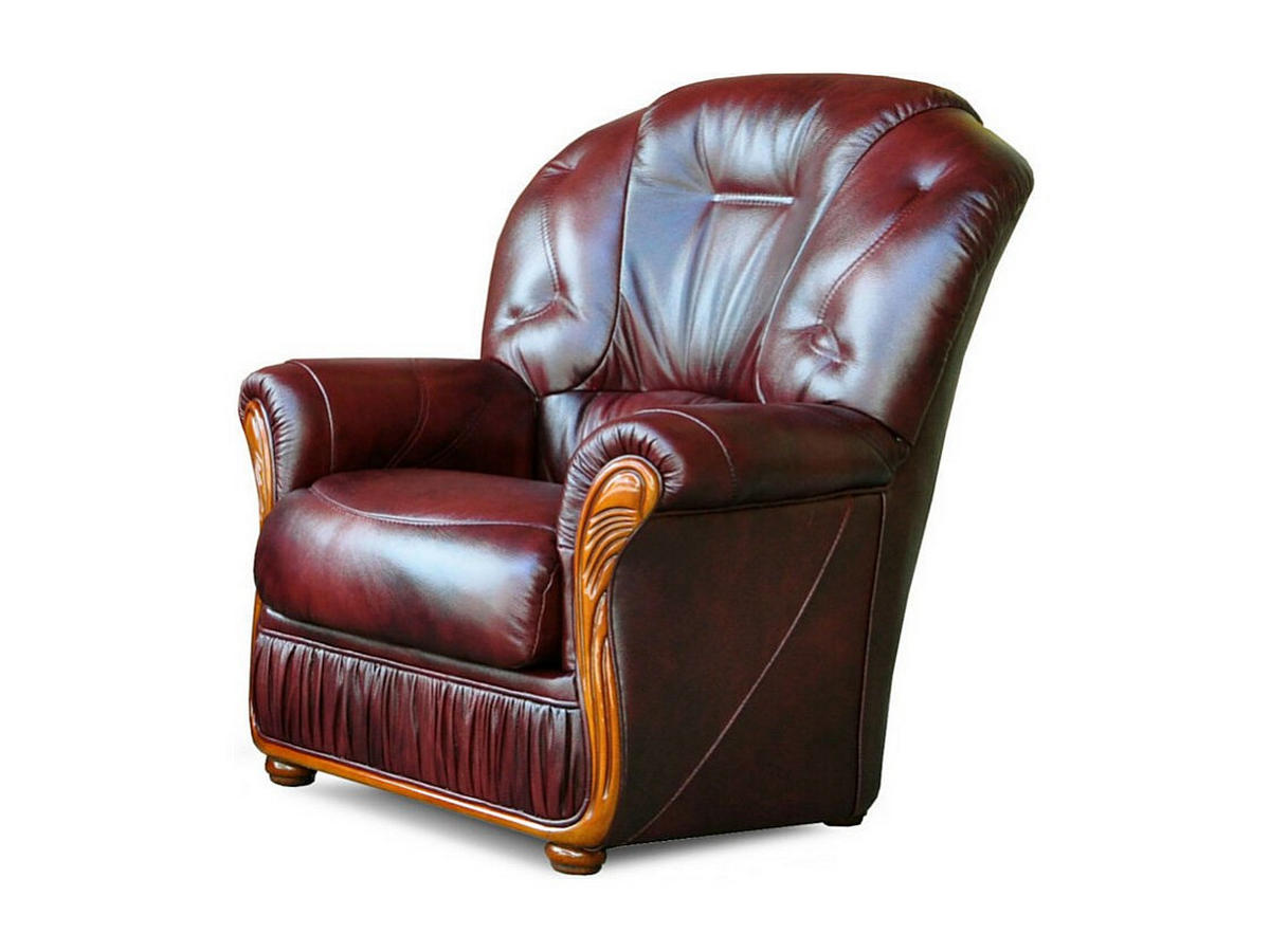 COUCHGARNITUR mit Sessel - 4 Personen - Leder - Bordeaux - DAPHNE - Bordeaux, Leder (83/97/91cm) - Vente-Unique