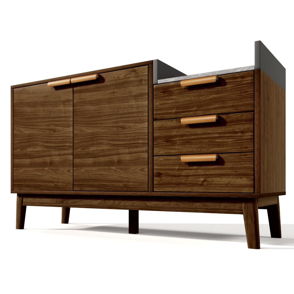 Sideboard in Walnussoptik mit 2 Türen und 3 Schubladen - Braun, Holzwerkstoff (120/77/40cm) - Urban Meuble