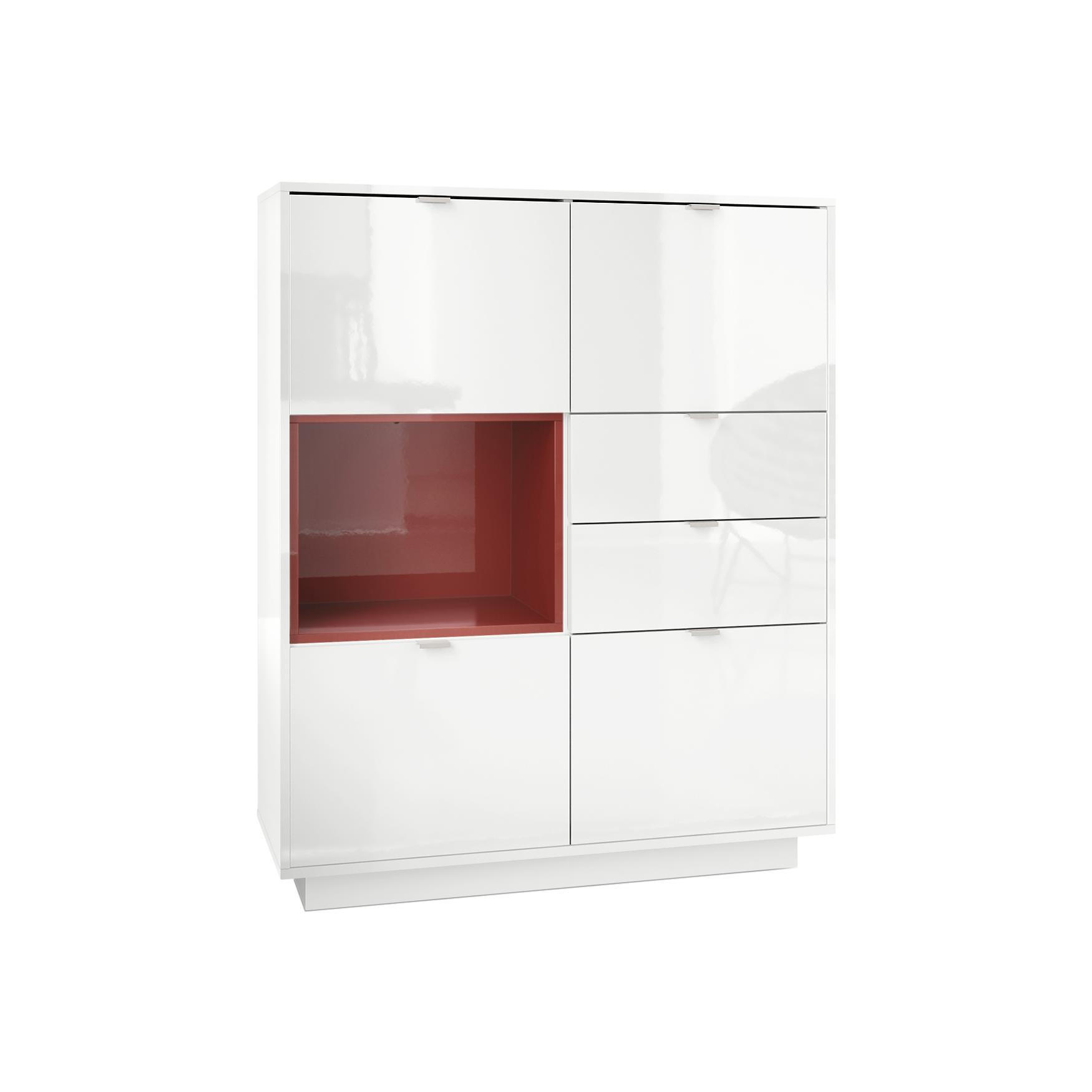 HIGHBOARD Metro Einsatz in Bordeaux Hochglanz - Bordeaux, Holzwerkstoff (103/123/38cm) - Vladon