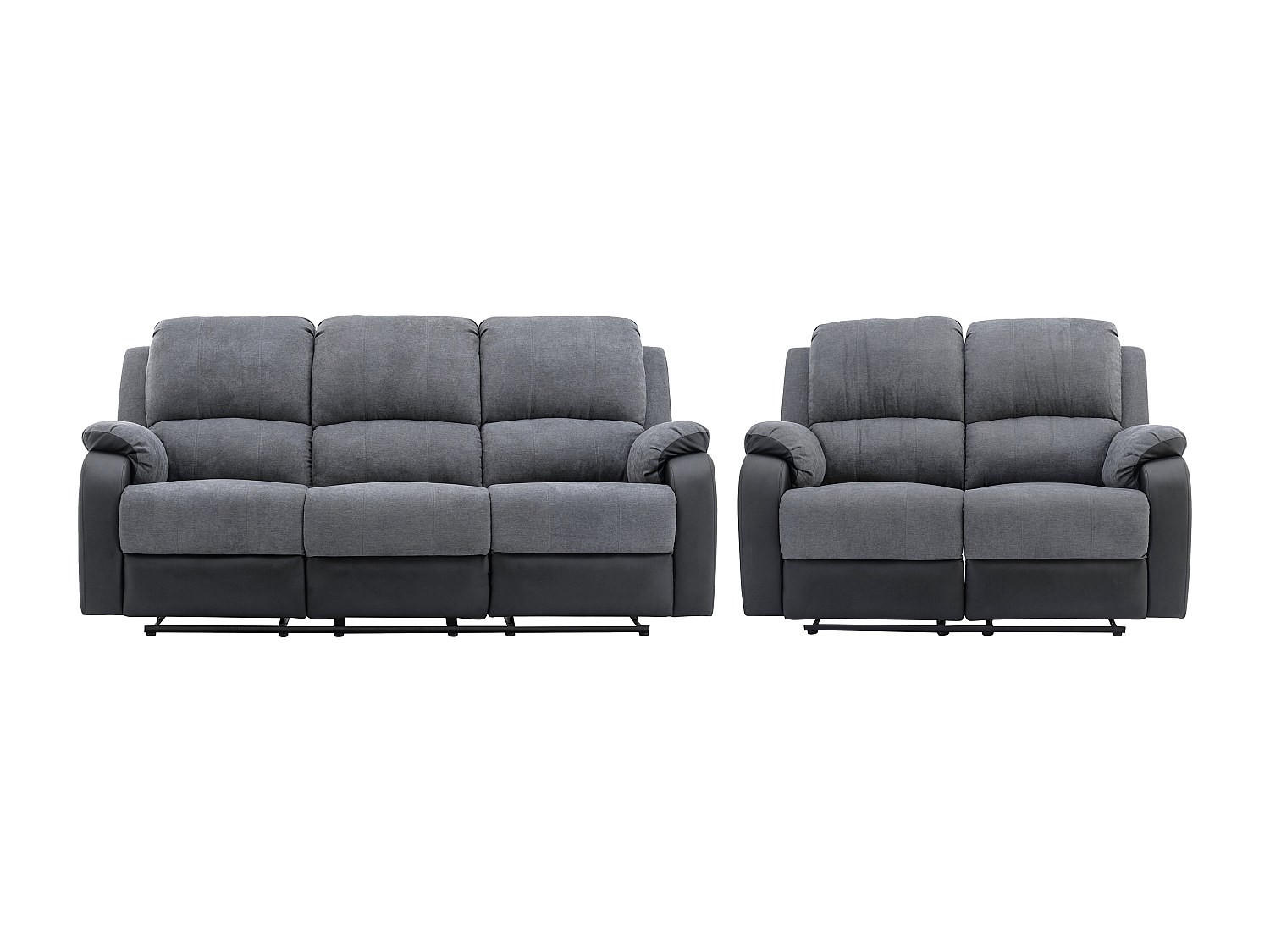 COUCHGARNITUR - 5 Personen - stoff - schwarz, grau Brody - Schwarz, Kunststoff/Textil (148/99/98cm) - Vente-Unique