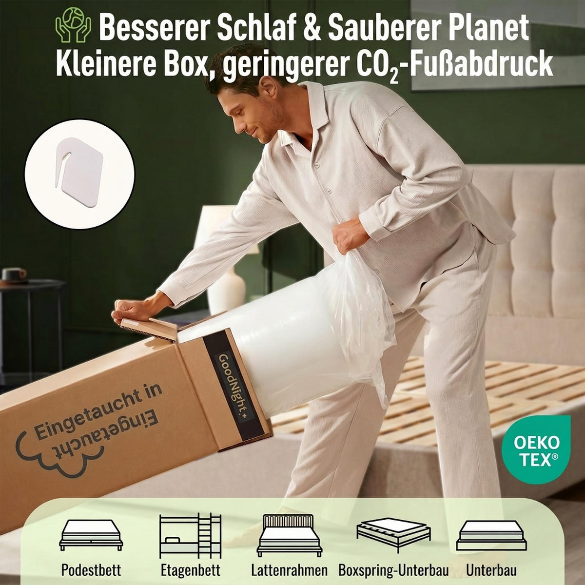 TASCHENFEDERKERNMATRATZE 140/200 cm Weiß H3 - Weiß, Textil (140/200cm) - Oxeza
