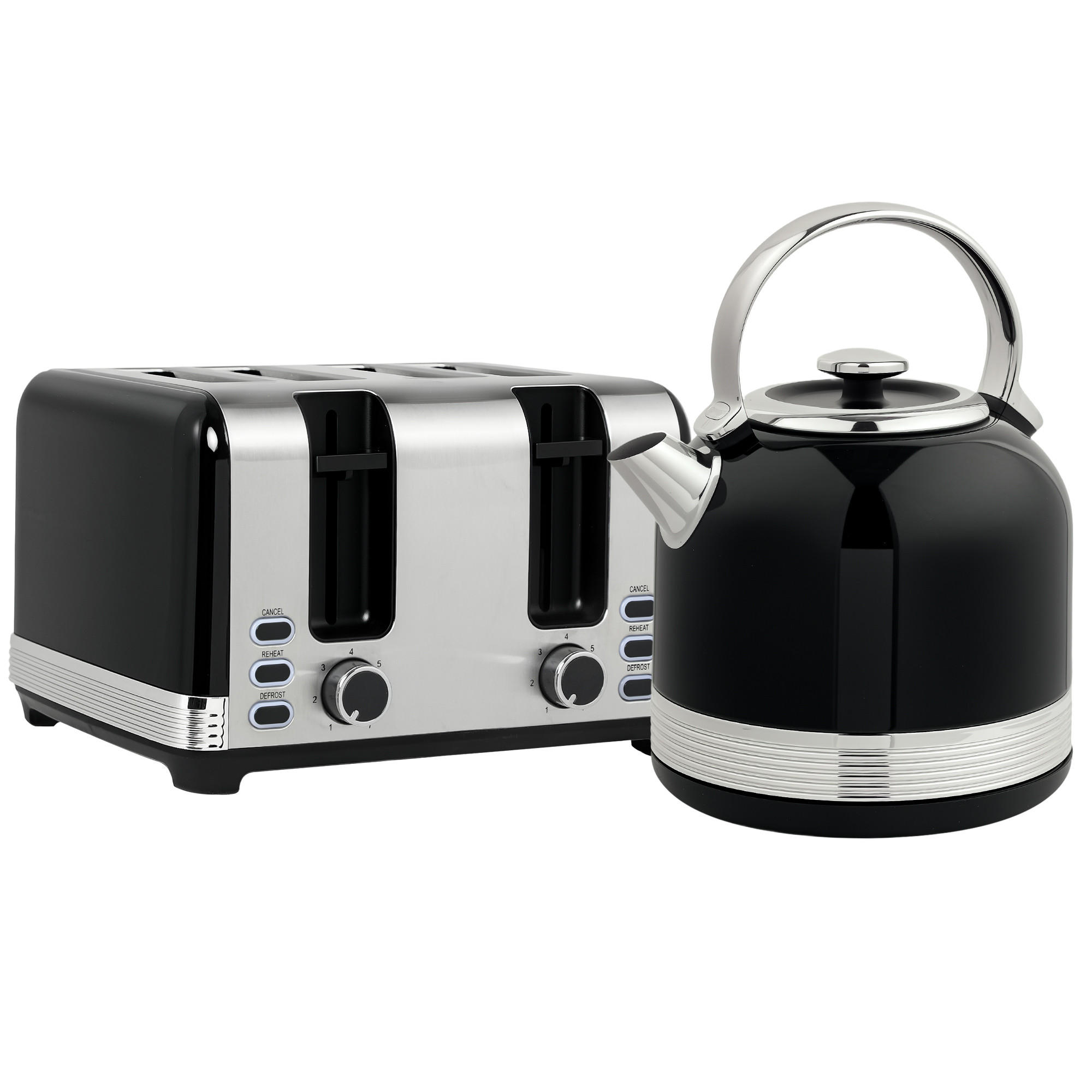 KOCHER-TOASTER-SET 2er Set Edelstahl Kunststoff Schwarz - Schwarz, Metall (19.3/26.8/24.2cm) - HOMCOM
