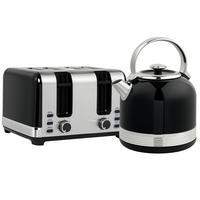 KOCHER-TOASTER-SET 2er Set Edelstahl Kunststoff Schwarz - Schwarz, Metall (19.3/26.8/24.2cm) - HOMCOM