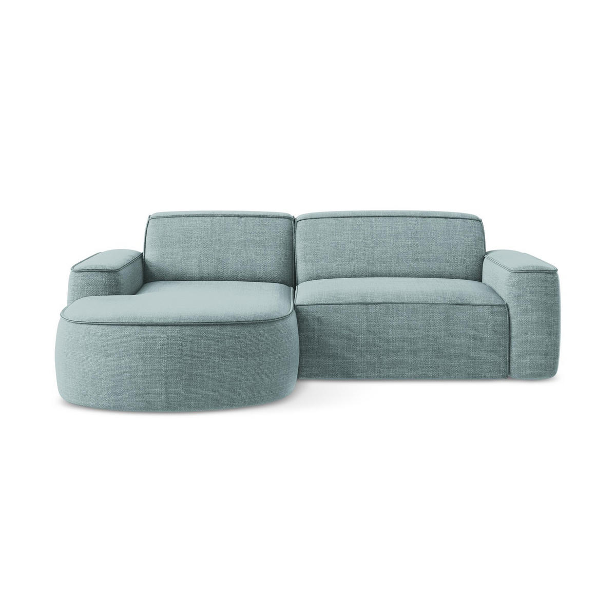 ECKSOFA Links Strukturstoff Blau - Pastellblau/Schwarz, Holzwerkstoff/Kunststoff (224/166cm) - LaMiaSofa