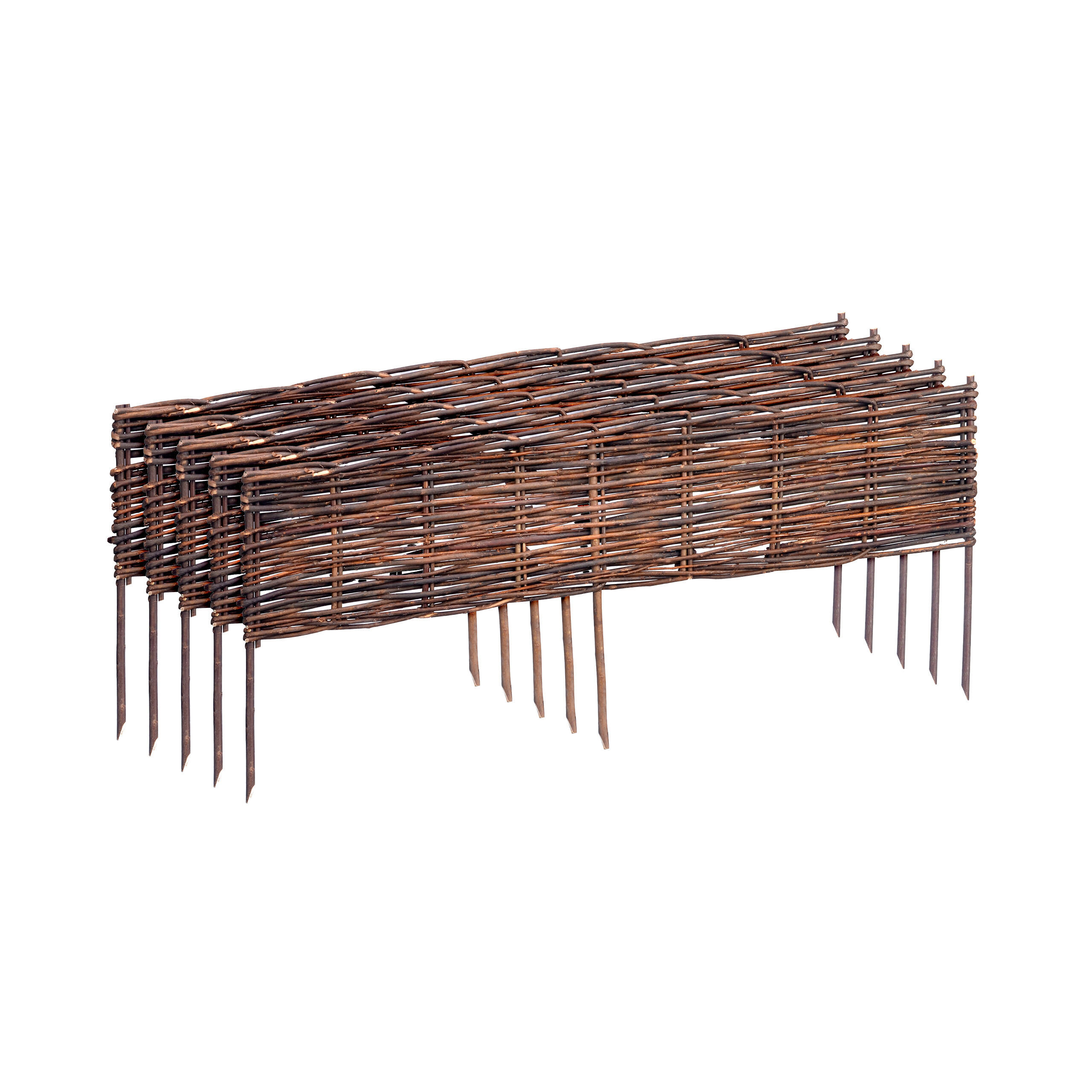 BEETEINFASSUNG Braun Weide 5er-Set 20x100 cm - Braun, Holz (100/40/1cm) - Relaxdays