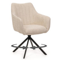 STUHL PIANO drehbar gepolsterter mit Steppung - cream - Boucle - Creme/Schwarz, Textil/Metall (59/88/61cm) - NEW HOME