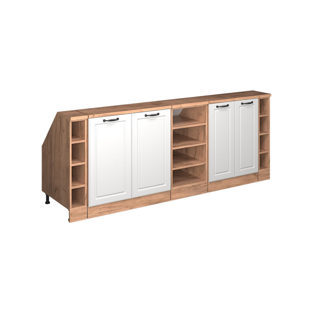 KÖKSSKÅP FÖR SLUTTANDE TAK R-Line Vitt hus på landet 210 cm Set om 5 skåpstommar 60 cm djup Vit, Honungsek 83.8/210/60 cm