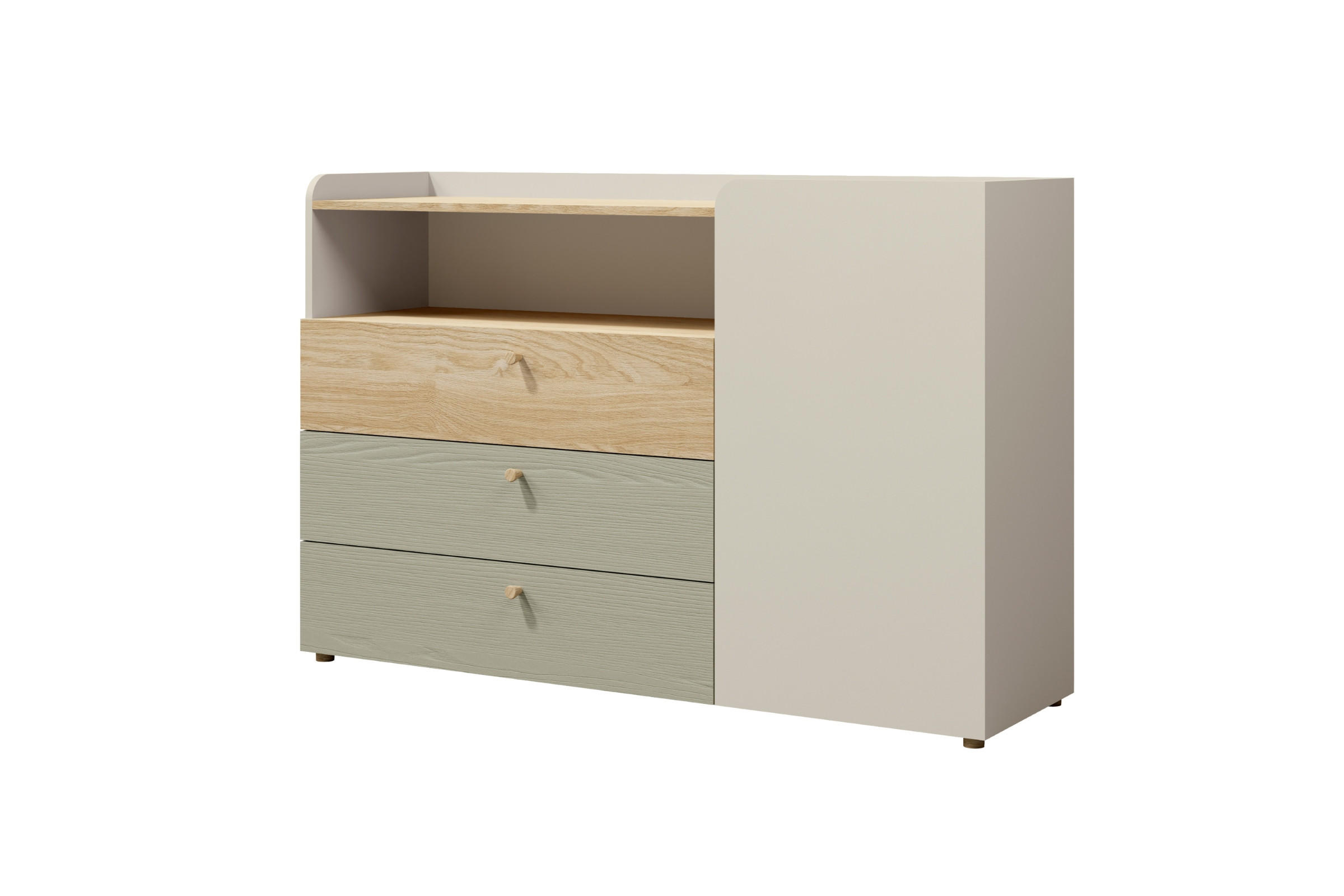 Deine Möbel 24 Kinderkommode Greige, Eiche, Eukalyptusholz 140x93x40 cm