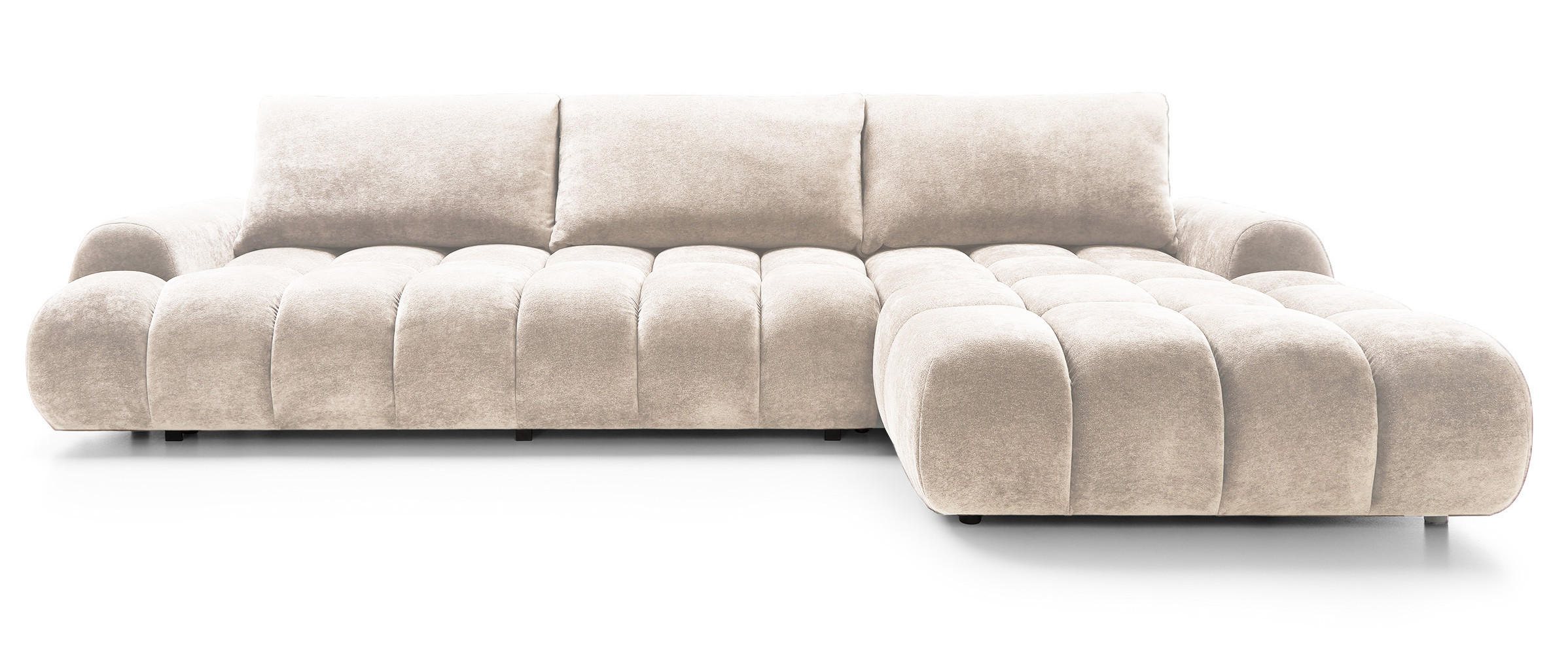 ECKSOFA 340 cm Valerio II, Schlaffunktion, Bettkasten, Rechts, Vanille - Ecru, Holz (177/340cm) - Emporius