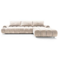 ECKSOFA 340 cm Valerio II, Schlaffunktion, Bettkasten, Rechts, Vanille - Ecru, Holz (177/340cm) - Emporius