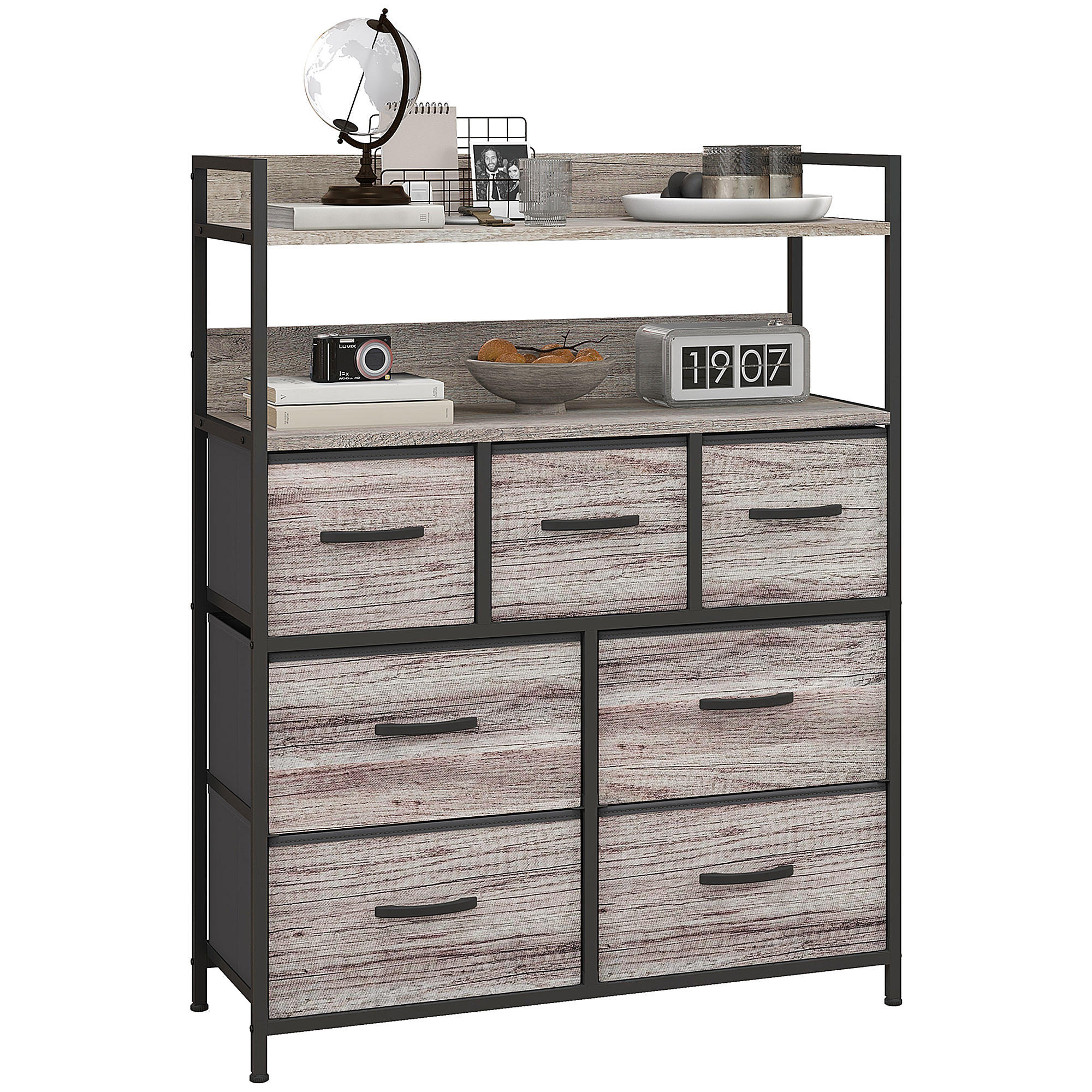 KOMMODE DE-12454 7 Schubladen 79/29/101 cm Grau - Grau, Holzwerkstoff (79/101/29cm) - ComfortXL