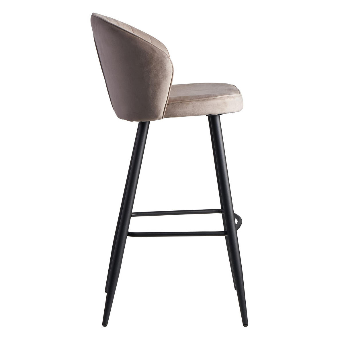BARHOCKER Samt Metallbeine Skandi-Stil ADIGE, Beige 56x53x103 cm - Beige/Schwarz, Textil/Metall (56/103/53cm) - KADIMA DESIGN