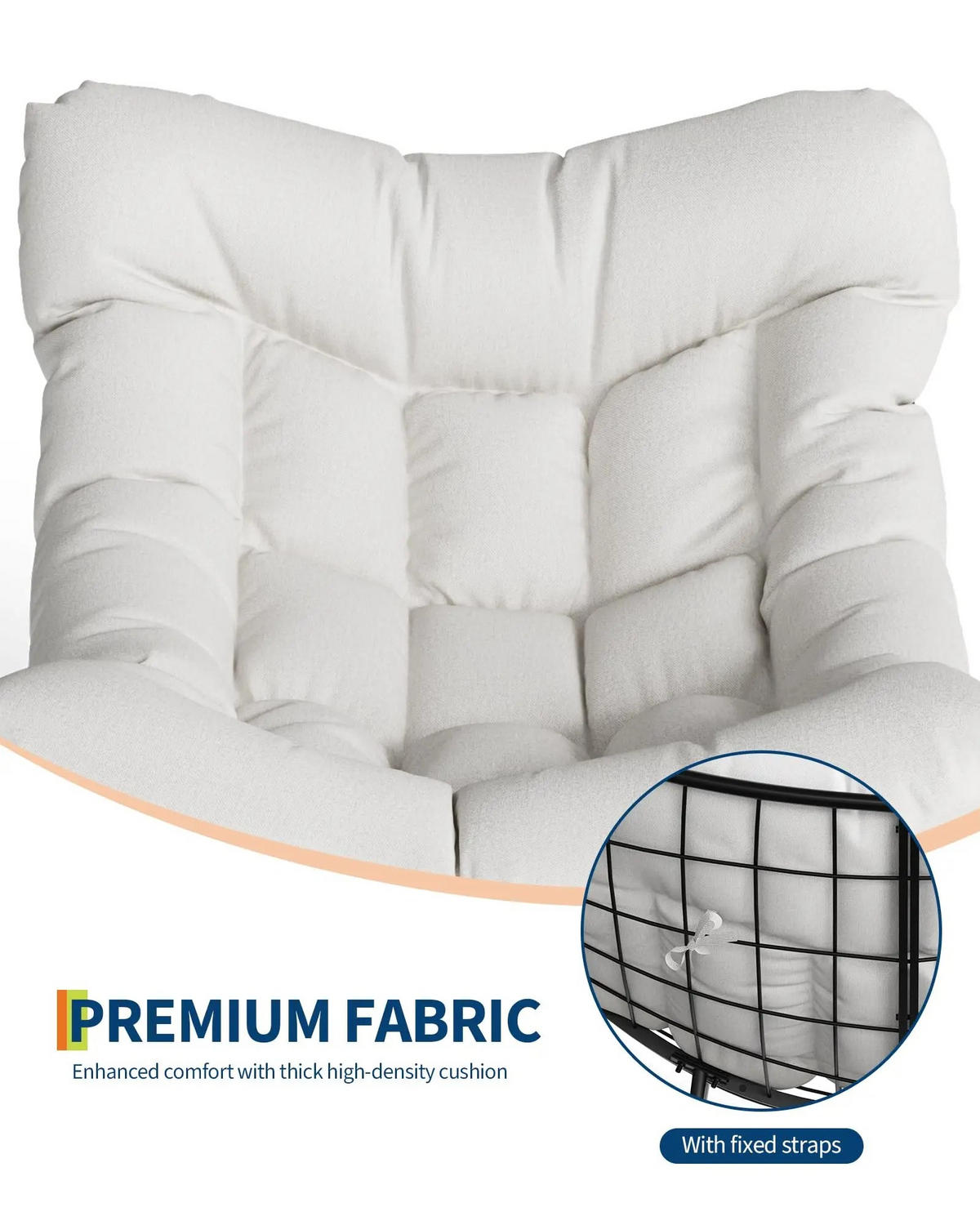 SCHAUKELSTUHLMIT Hocker, Outdoor Papasan, mit Metallrahmen, Weiß - Weiß, Textil (71/82.8/89cm) - Kaket