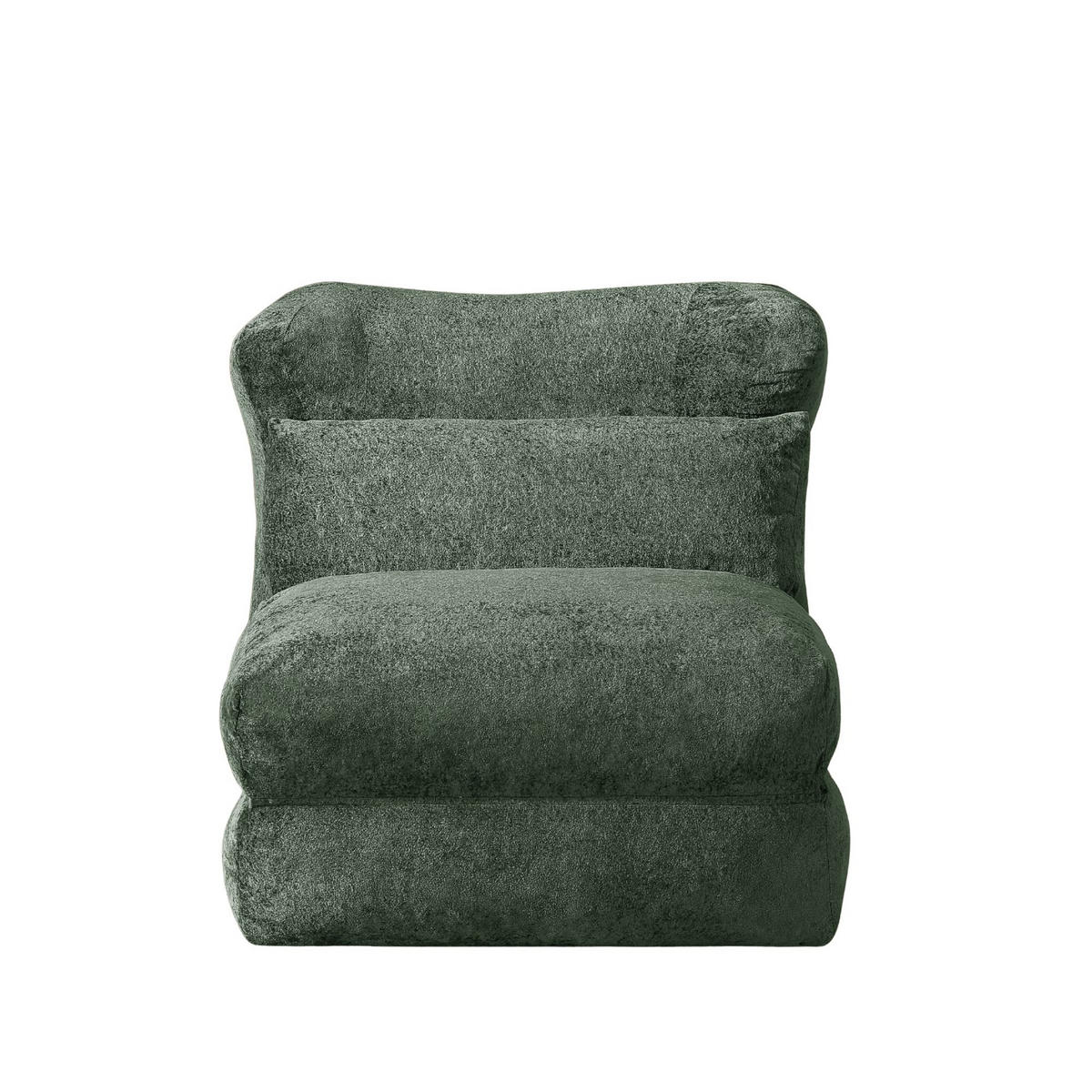 LOUNGE SESSEL Chenille Optik umwandelbar zum Liegestuhl - Grün, Textil (90/86/118cm) - Urban Meuble
