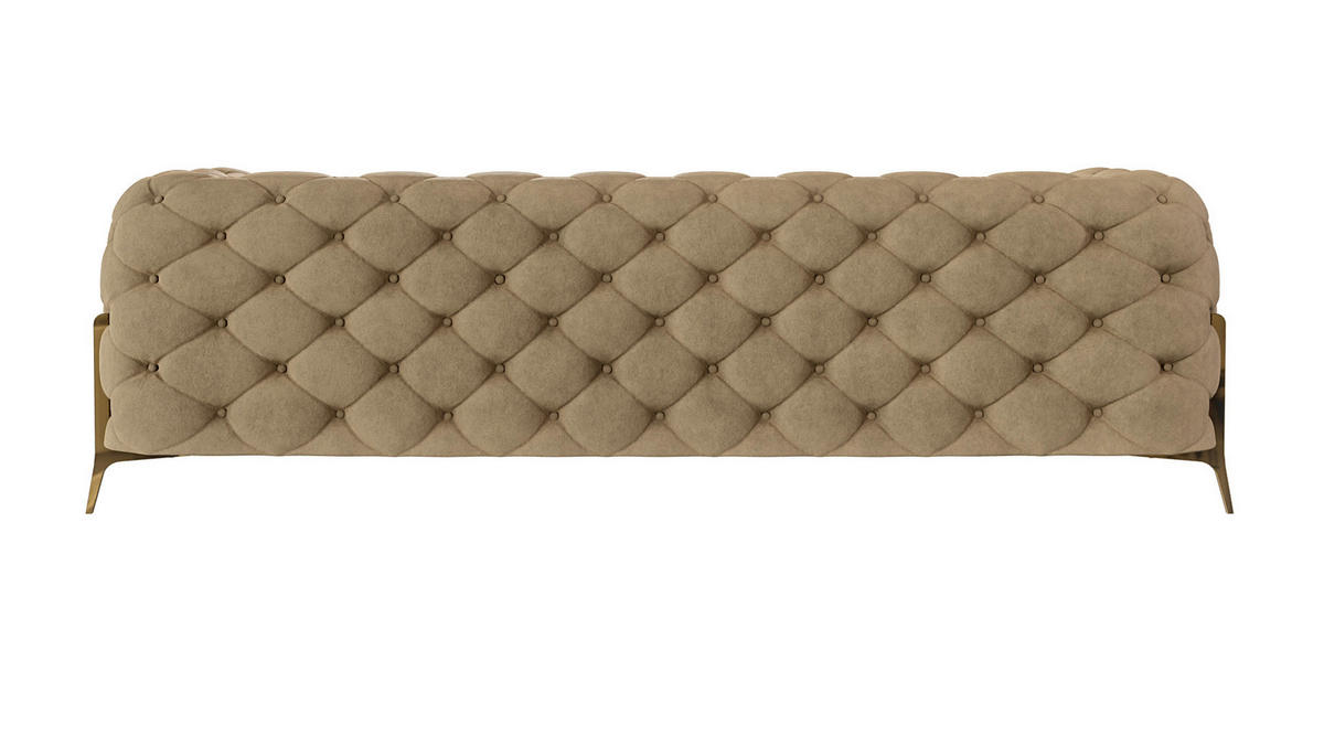 CHESTERFIELD-SOFA 3-Sitzer Lexi Beige Samt - Beige/Goldfarben, Holz/Textil (243/75/100cm) - S-Style Möbel
