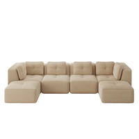 WOHNLANDSCHAFT 386/177/69 cm in Beige aus Cord mit rutschfestem Stand - Beige, Textil (177/69/386cm) - Flora Grace
