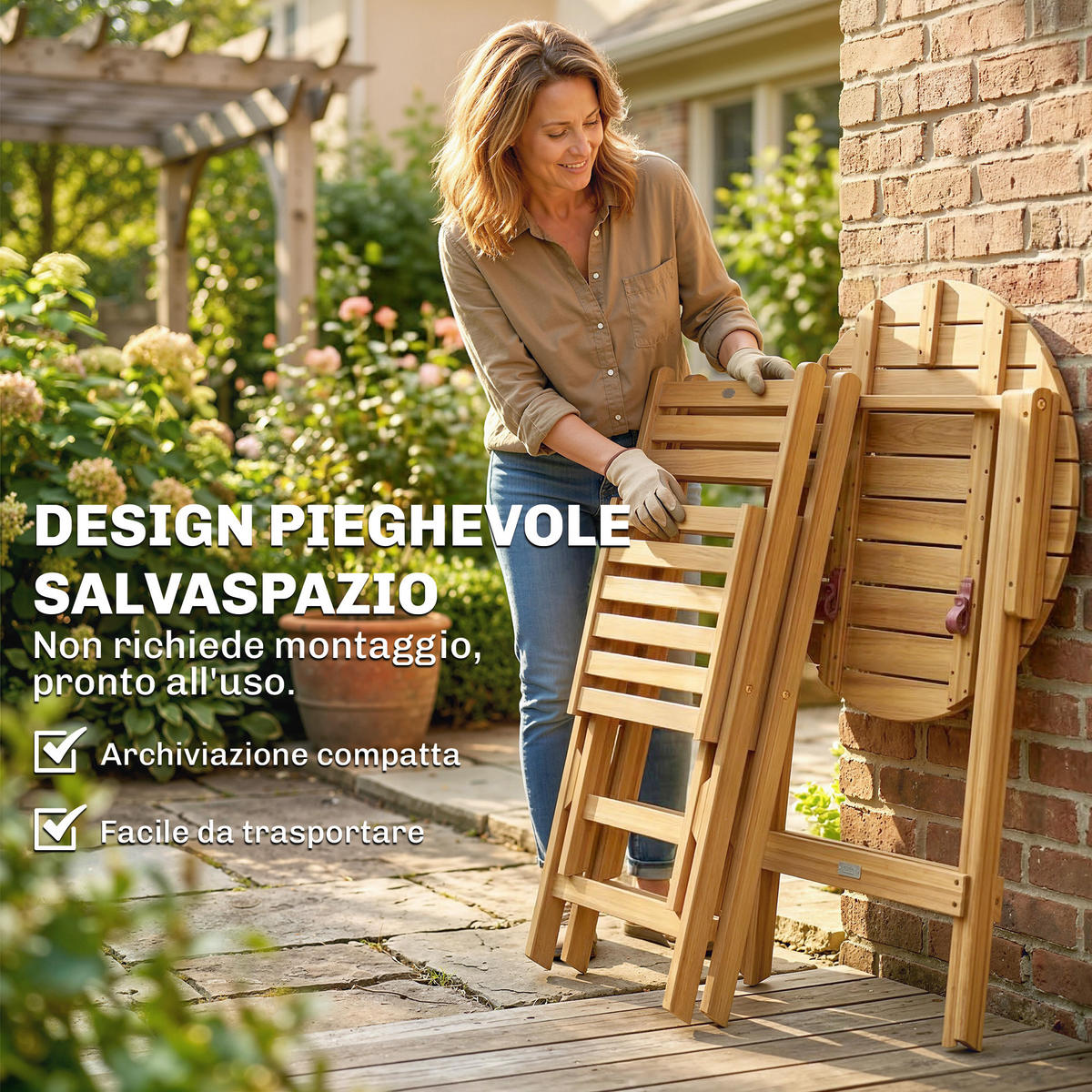 GARTEN-BEISTELLTISCHSET Holzfarbe 3 Stück - Beige, Kunststoff (60/60/75cm) - GiPP