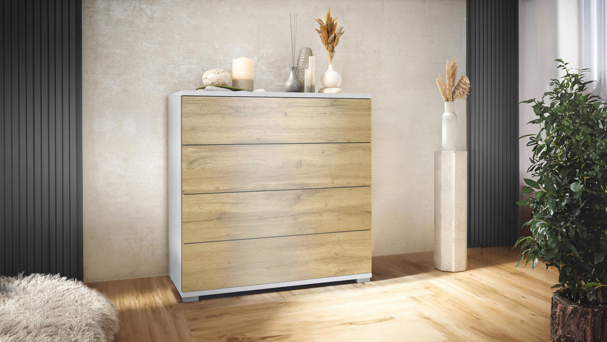 KOMMODE Pavos Eiche Evoke - Eiche San Remo, Holzwerkstoff (76/76/35cm) - Vladon