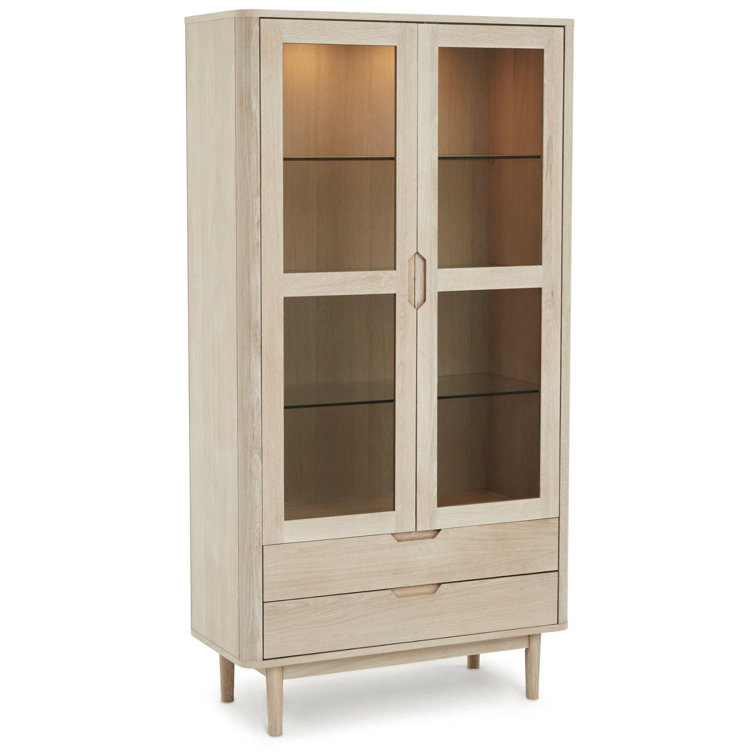 Thumbnail - Furnhouse Vitrine, Eiche, Holz, Eiche, 2 Schubladen, 100x190x45 cm, Wohnzimmer, Wohnwände, Vitrinenschränke