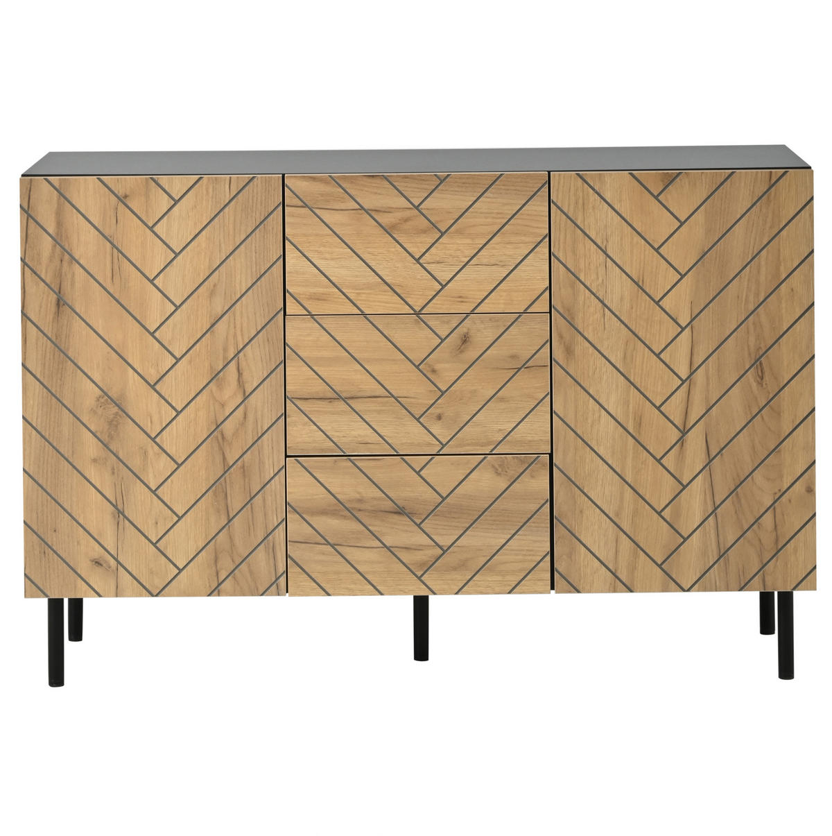 SIDEBOARD 120/40/76 cm Natur/Schwarz aus Spanplatte mit Stauraum - Naturfarben, Holzwerkstoff (120/76/40cm) - OKWISH