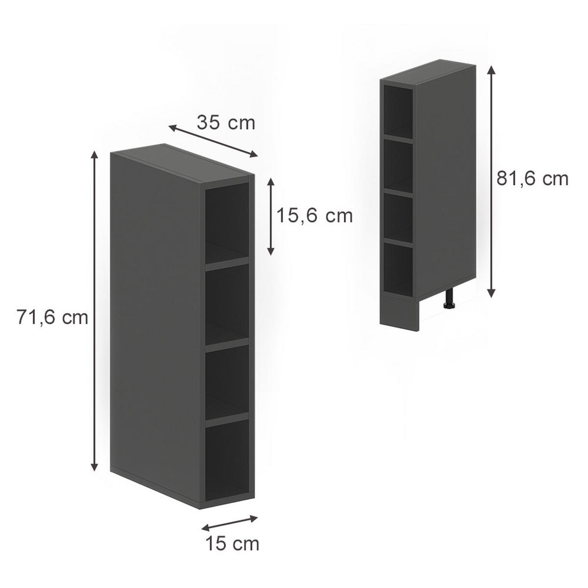 SKLADIŠČNA POLICA Rula, Antracit, 15 x 81.6 cm - antracit, leseni material (15/350/35cm) - Vicco