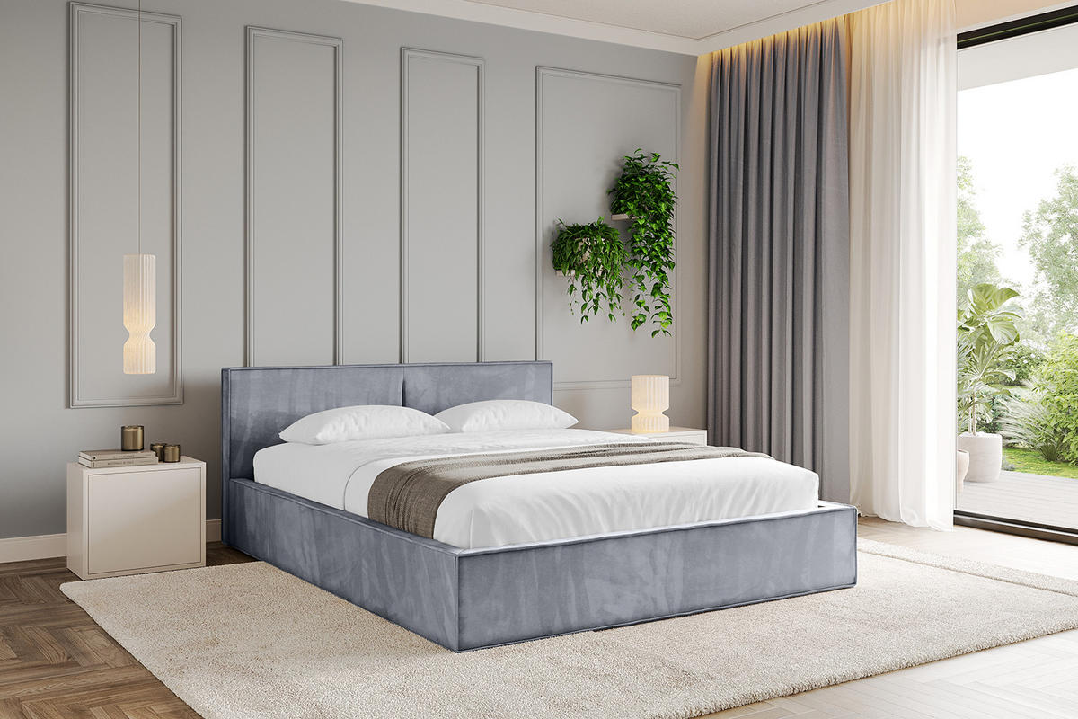 POLSTERBETT mit Bettkasten und Lattenrost, Boxbett ohne Matratze - EMMI-V1 180x200 Grau - Grau, Holzwerkstoff/Textil (180/200cm) - ALTDECOR