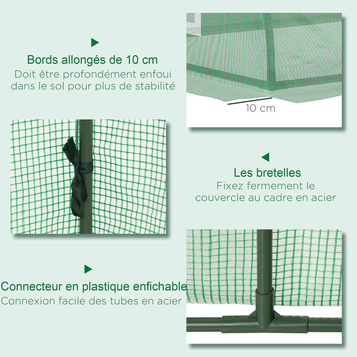 GEWÄCHSHAUS DE-11930 niedriges Design mit 5 Fenstern Grün - Grün, Metall (80/45/300cm) - ComfortXL
